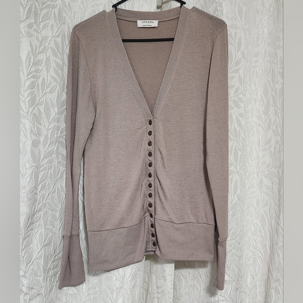 Zenana Women's Blush Pink Button-Up Cardigan